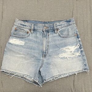 American Eagle Outfitters Women's Light Blue Ripped Jean Shorts